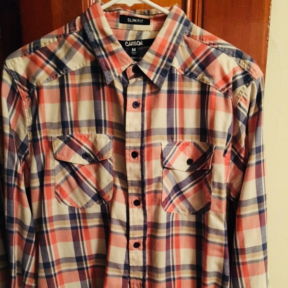 Carbon Men’s plaid long sleeve shirt